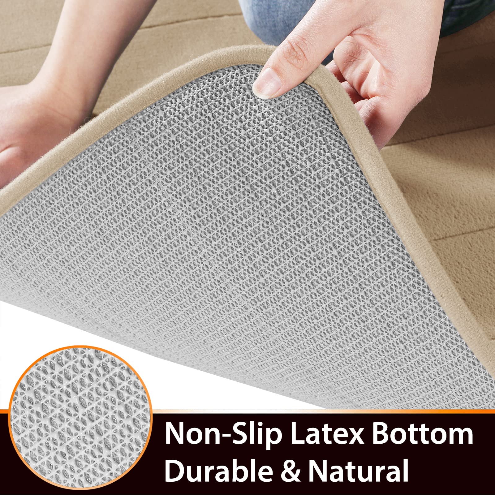 Yimobra Memory Foam Bath Mat  Comfortable  Soft  Maximum Absorbent  Machine Wash  Non-Slip  Thick  Easier to Dry for Bathroom Floor Rug (24 x 17 Inch  Beige)